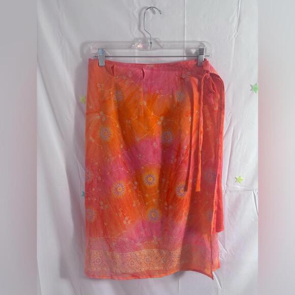 Y2K Beach Gypsy Tie Dye-esque Celestial Sunset Goddess Boho Wrap Skirt S/M - Picture 4 of 12
